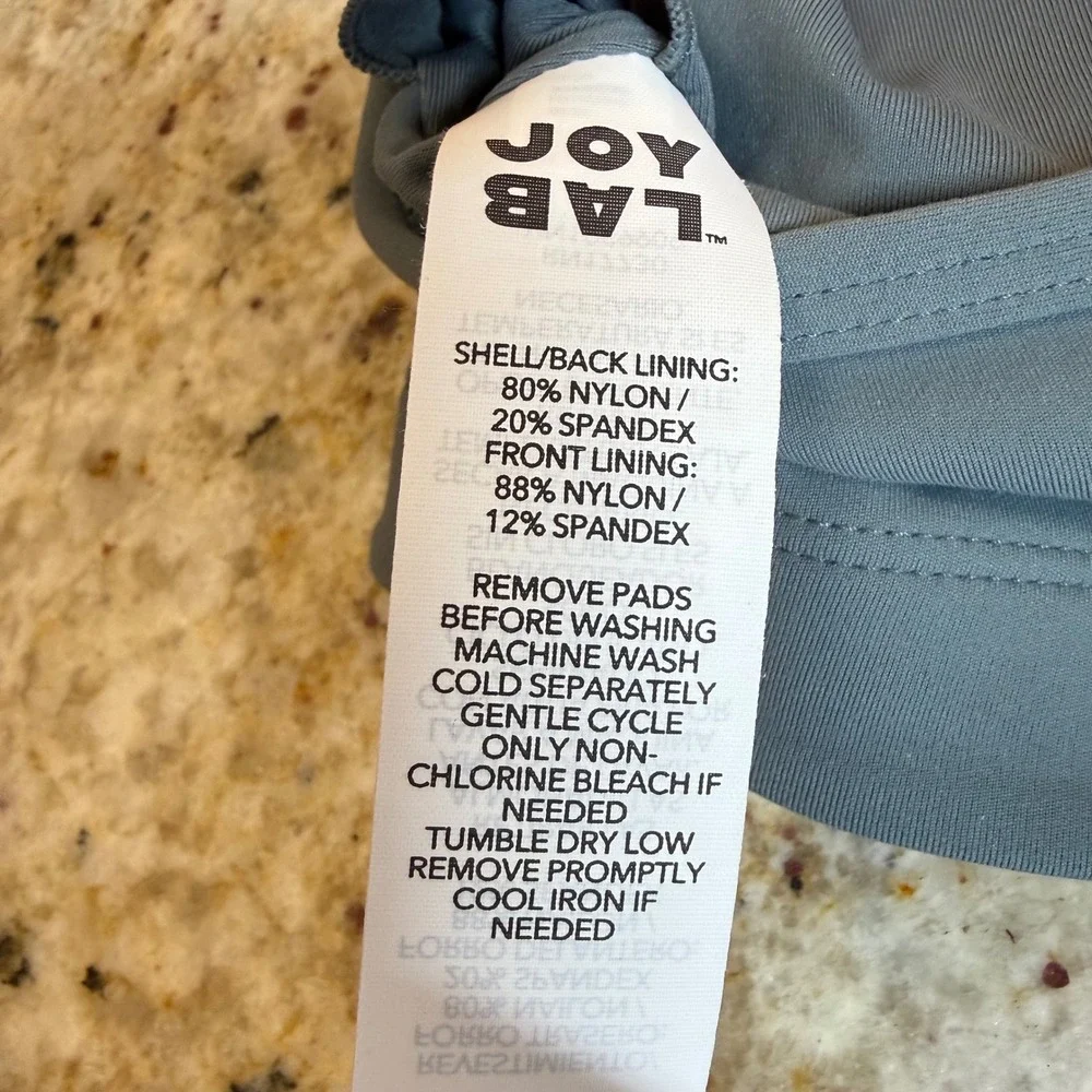 JoyLab Womens Small Sports Bra NWT Storm Blue Moisture Wicking Removable Pads